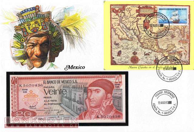 Banknotenbrief Mexiko - 20  Pesos (#MEX01_UNC)