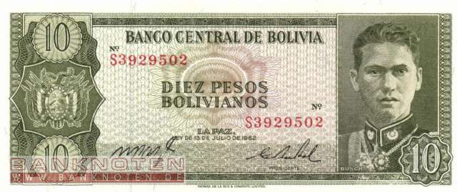 Bolivia - 10  Pesos Bolivianos (#154a-U17_UNC)