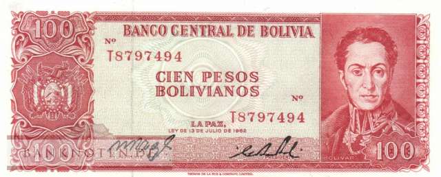 Bolivien - 100  Pesos Bolivianos (#163a-U19_UNC)