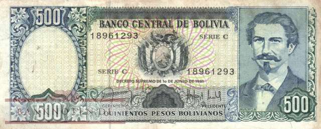 Bolivien - 500  Pesos Bolivianos (#166a-C_F)