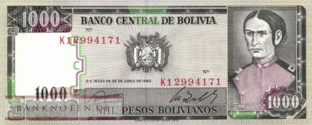 Bolivien - 1.000  Pesos Bolivianos (#167a-U3_UNC)