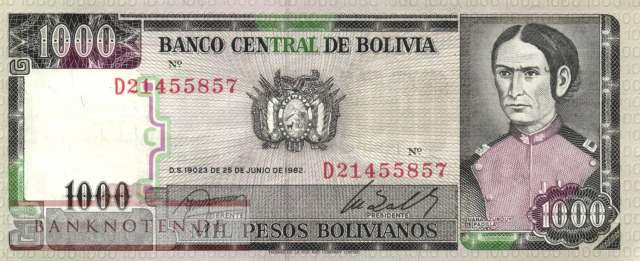 Bolivien - 1.000  Pesos Bolivianos (#167a-U3_XF)