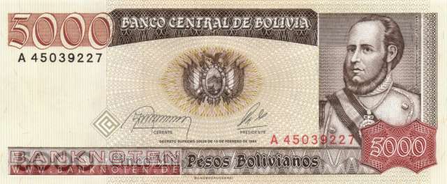 Bolivien - 5.000  Pesos Bolivianos (#168a-U1_UNC)