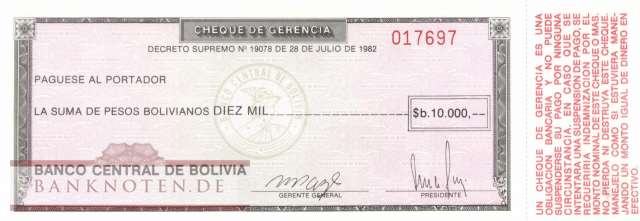 Bolivien - 10.000  Pesos Bolivianos (#173a_UNC)