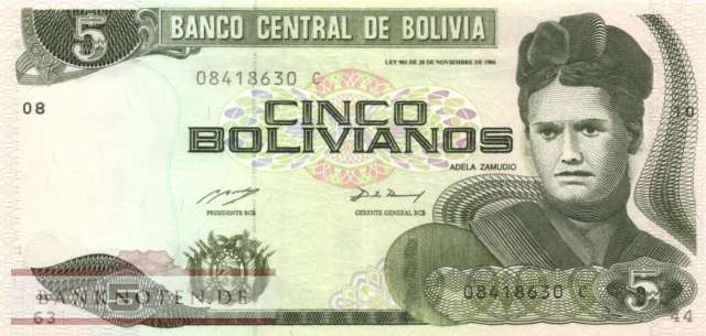 Bolivien - 5  Bolivianos (#209_UNC)