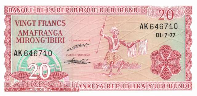 Burundi - 20 Francs (#027a-77_UNC)