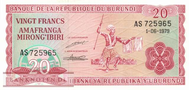 Burundi - 20  Francs (#027a-79_UNC)
