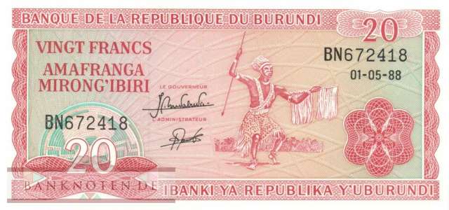Burundi - 20  Francs (#027b-88_UNC)