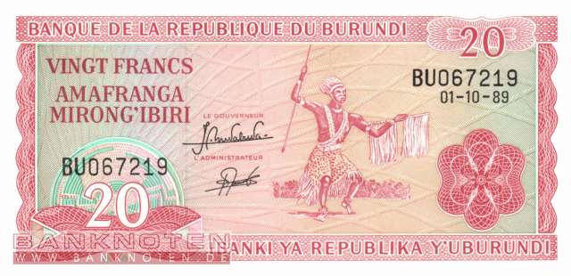 Burundi - 20  Francs (#027b-89_UNC)