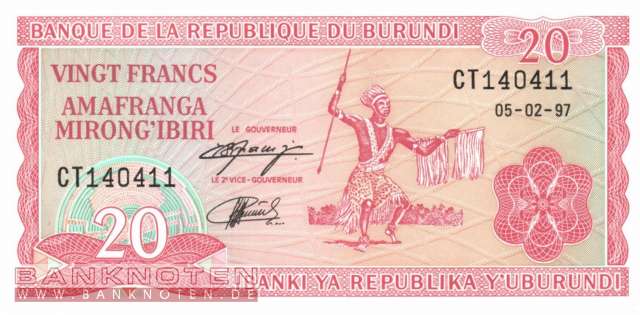 Burundi - 20  Francs (#027d-97_UNC)