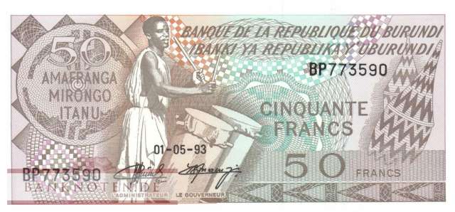Burundi - 50  Francs (#028c-93_UNC)