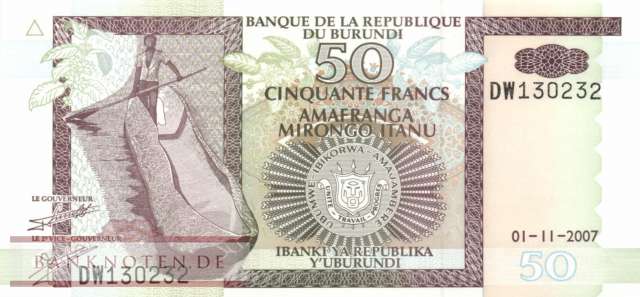 Burundi - 50  Francs (#036g_UNC)