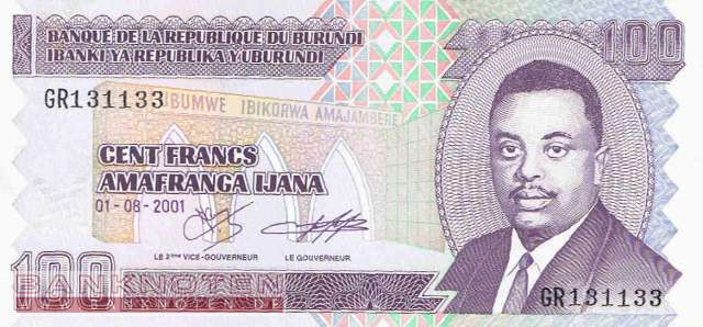 Burundi - 100  Francs (#037c_UNC)
