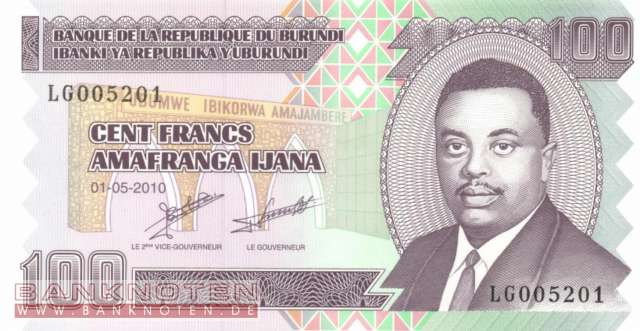 Burundi - 100  Francs (#044a_UNC)