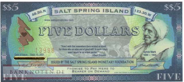 Salt Spring Island - 5  Dollars (#903b_UNC)