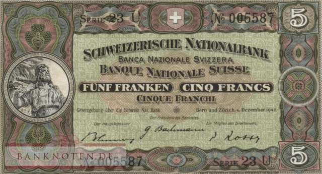Switzerland - 5  Franken (#011j_UNC)