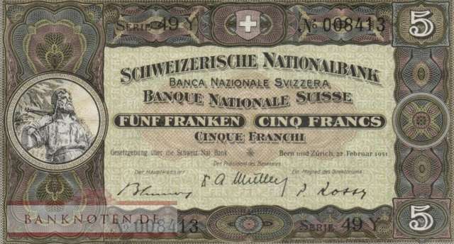 Schweiz - 5  Franken (#011o-U32_UNC)