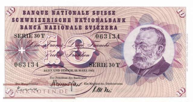 Switzerland - 10  Franken (#045h-U41_UNC)