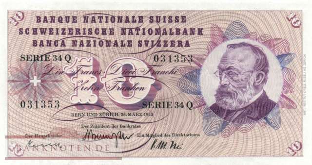 Switzerland - 10  Franken (#045h-U41_XF)