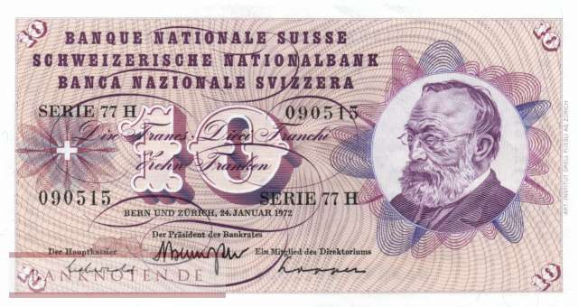 Switzerland - 10  Franken (#045r-U42_XF)