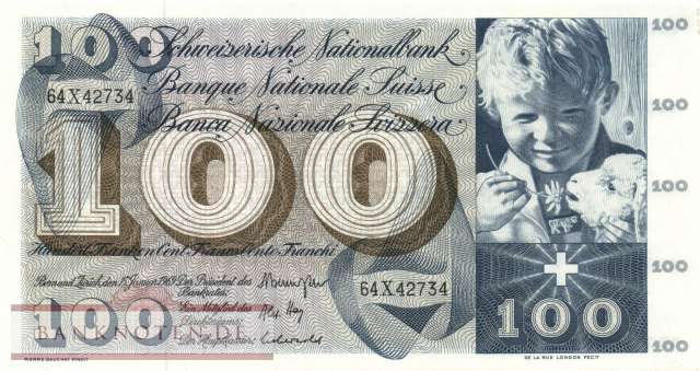 Switzerland - 100  Franken (#049k-U43_UNC)
