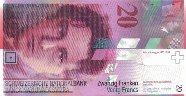 Schweiz - 20  Franken (#069f-U80_UNC)