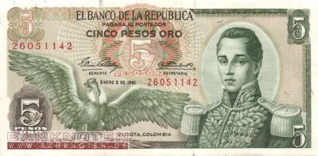 Kolumbien - 5  Pesos Oro (#406a-61_AU)
