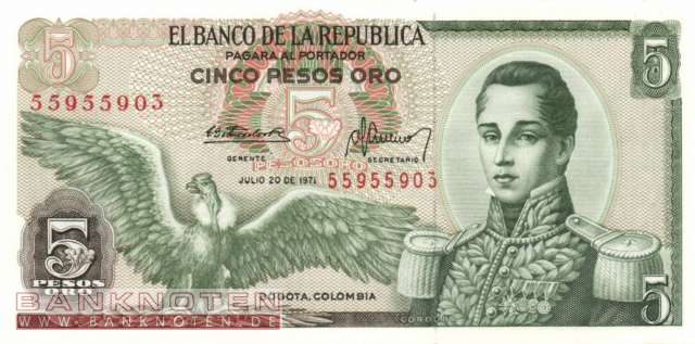 Kolumbien - 5  Pesos Oro (#406c-71_UNC)