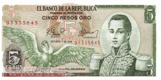 Colombia - 5  Pesos Oro (#406f-78_UNC)