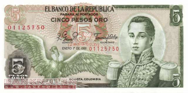 Colombia - 5  Pesos Oro (#406f-81_UNC)
