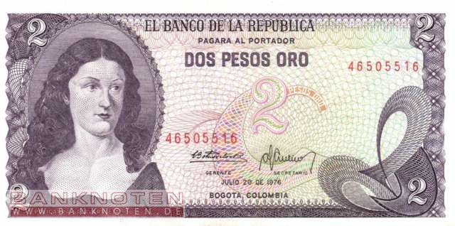 Colombia - 2  Pesos Oro (#413b-76_UNC)