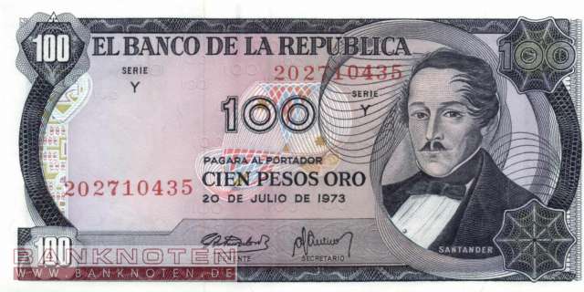 Colombia - 100  Pesos Oro (#415-73_UNC)