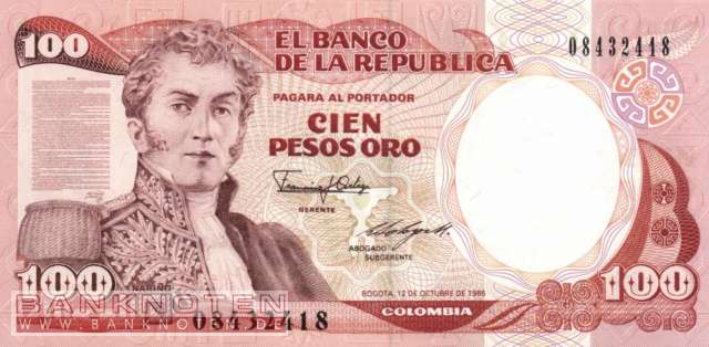 Colombia - 100  Pesos Oro (#426c-86_UNC)