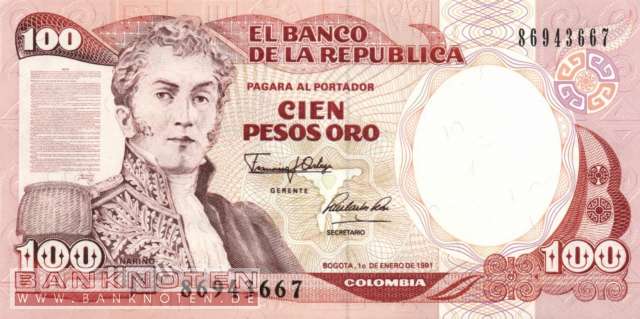 Kolumbien - 100  Pesos Oro (#426e-91_UNC)