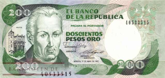 Colombia - 200  Pesos Oro (#429d-87_UNC)