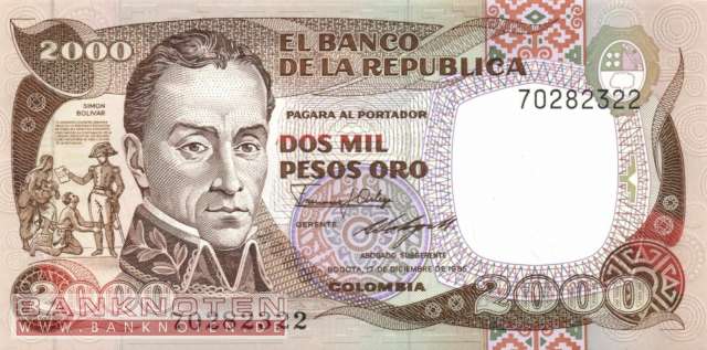 Kolumbien - 2.000  Pesos Oro (#430c_UNC)