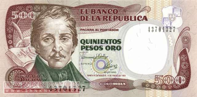 Colombia - 500  Pesos Oro (#431A-93_UNC)