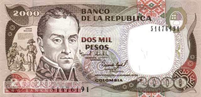 Kolumbien - 2.000  Pesos (#439b-9411_UNC)