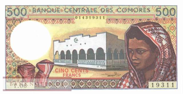 Comoros - 500  Francs (#010b-U3_UNC)