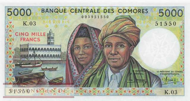 Komoren - 5.000  Francs (#012a_UNC)