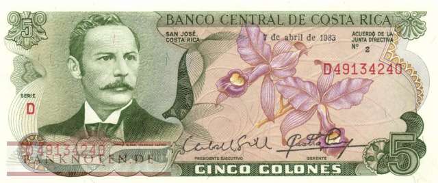 Costa Rica - 5  Colones (#236d-83_UNC)