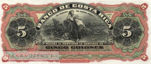 Costa Rica - 5  Pesos (#S173r_UNC)