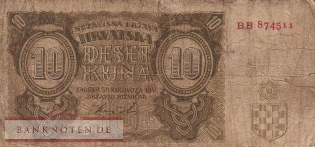 Croatia - 10  Kuna (#005b_VG)