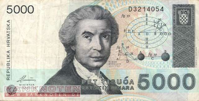 Croatia - 5.000 Dinara (#024a_F)