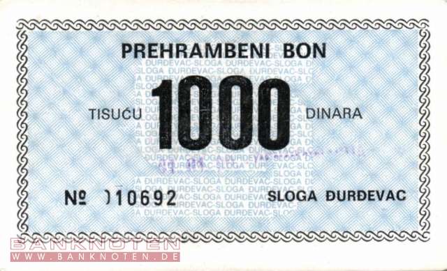 Kroatien - Djurdjevac - 1.000  Dinara (#922_XF)