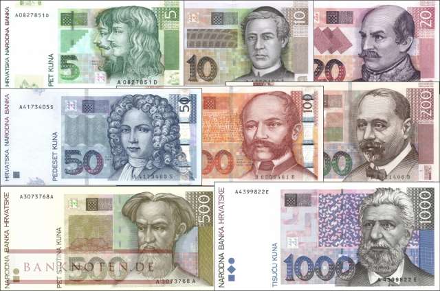 Croatia: 5 - 1.000 Kuna (7 banknotes)