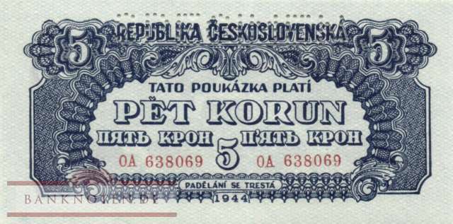 Czechoslovakia - 5  Korun - SPECIMEN (#046sb_UNC)