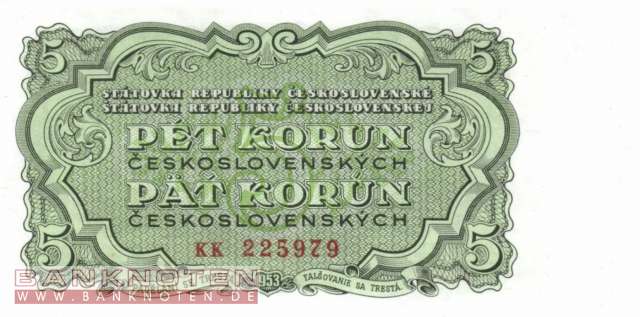 Tschechoslowakei - 5  Korun (#080b_UNC)