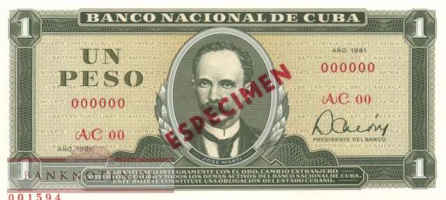 Kuba - 1  Peso - SPECIMEN (#102bS-81_UNC)