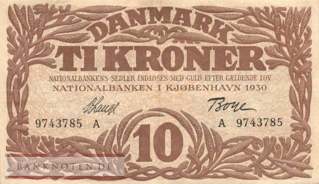 Denmark - 10  Kroner (#026b-U1_VF)